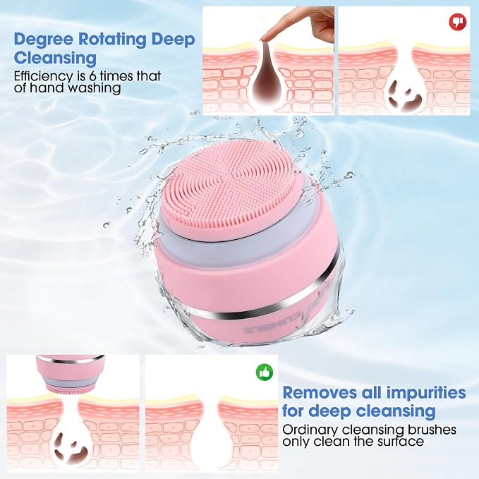 Electric Facial Cleaner with 6 Modes & 3 Light Effects, Rechargeable Waterproof - Image 4