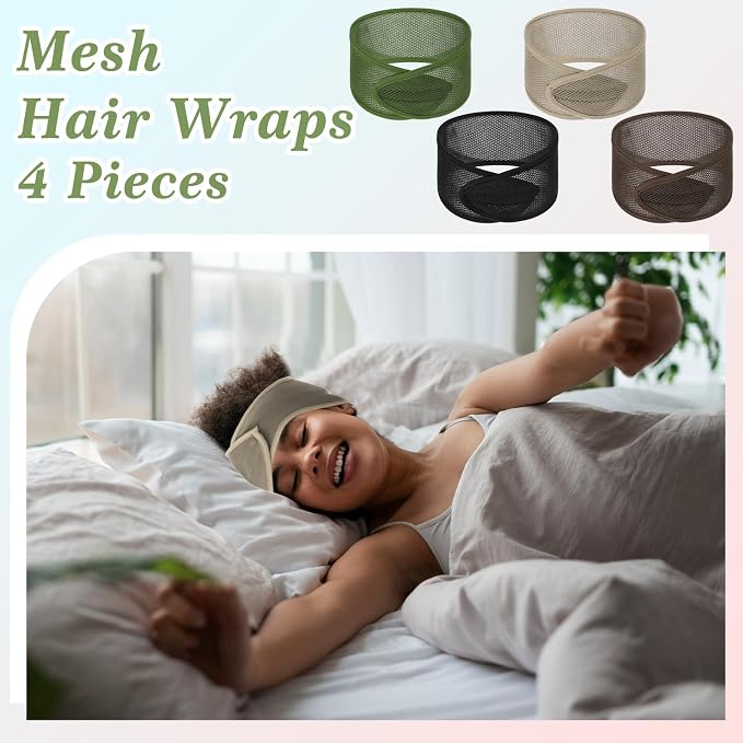 CIATBYYJ 4Pcs Mesh Hair Wraps for Black Women Adjustable Soft Meshs Head Wraps - Image 5