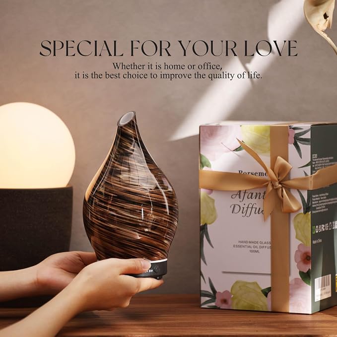 Porseme 150ml Essential Oil Diffuser Glass Color Changing Aroma Air Diffusers - Image 6