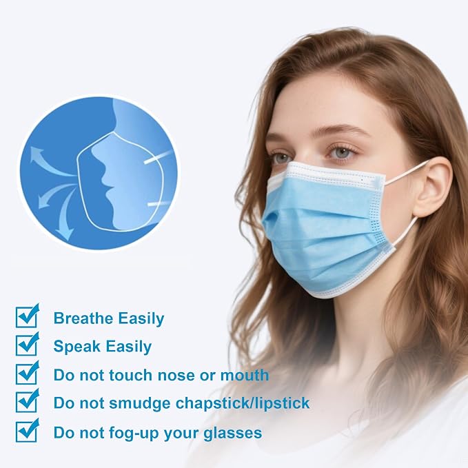 LEMENT Disposable Face Masks 125 Pcs, 3 Ply Face Mask Elastic Earloops - Image 4
