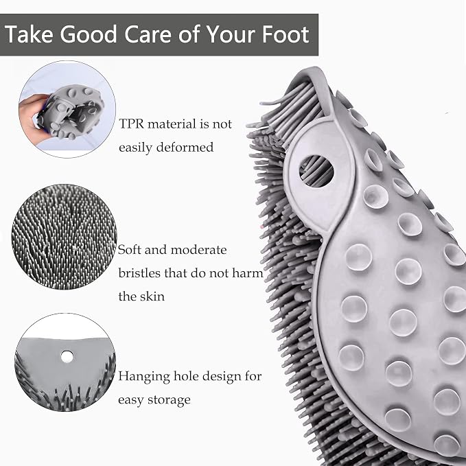 Shower Foot and Back Scrubber Mat, Wall Mounted Shower Foot Scrubber - Image 3