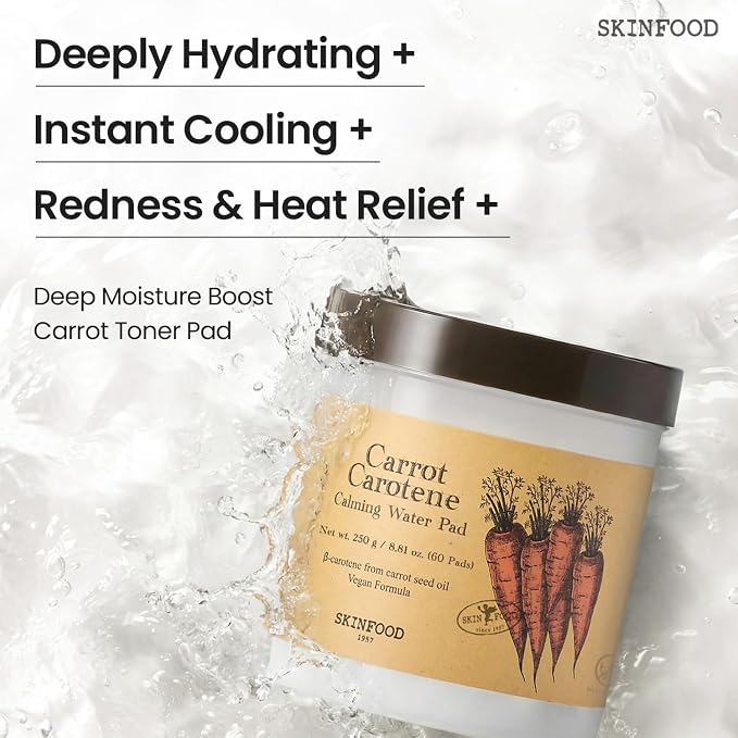 SKINFOOD Carrot Toner Pads, Instant Cooling & Redness Relief, After Sun Care - Image 3