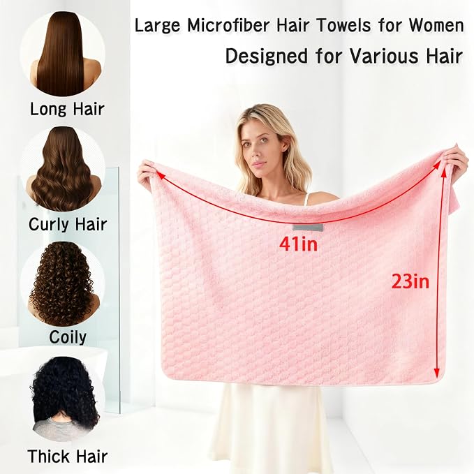 3 Pack Large Microfiber Hair Towels - Image 2