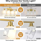 Indoi 4-Light Bathroom Light Fixtures, Brushed Gold Vanity Lights - Image 3