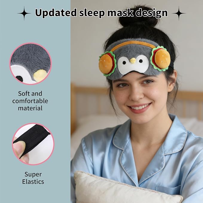 PERFECTSIGHT Sleep Eye Masks, Cute Penguin Plush Sleep Eye Cover Lightweight - Image 5