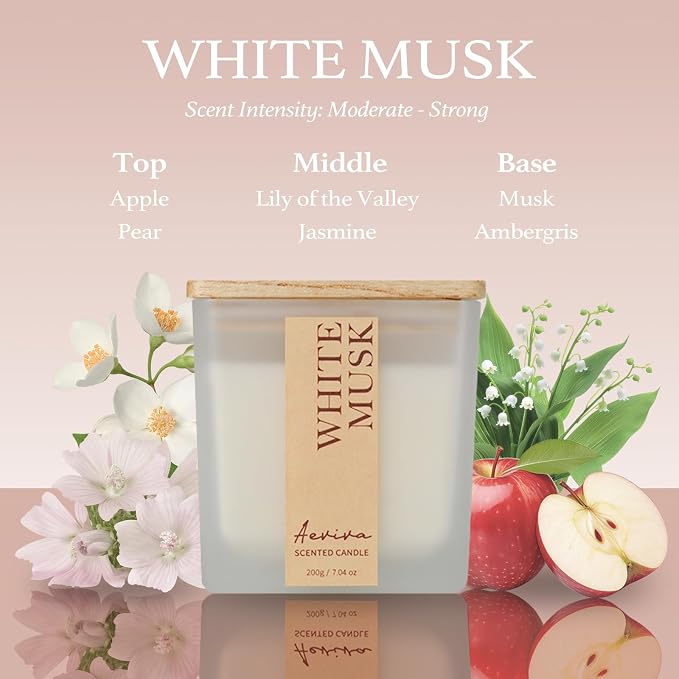 Scented Candle, 7.04 oz White Musk Aromatherapy Candle, Natural Soy Wax - Image 2