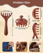 4 Pack Wooden Scalp Massager Comb, Portable Manual Head Massage Brush Tool Hair - Image 2