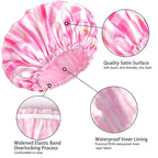 4 PCS Shower Cap for Women, Elastic and Reusable Bath Caps, Double Layers - Image 6