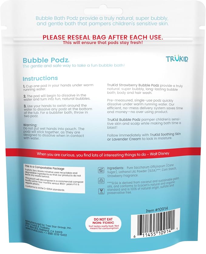 TruKid Bubble Podz Bubble Bath for Kids, & Babies, Tear Free Gentle & - Image 9