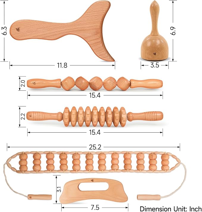 6 in 1 Wood Therapy Massage Tool Set - Image 2