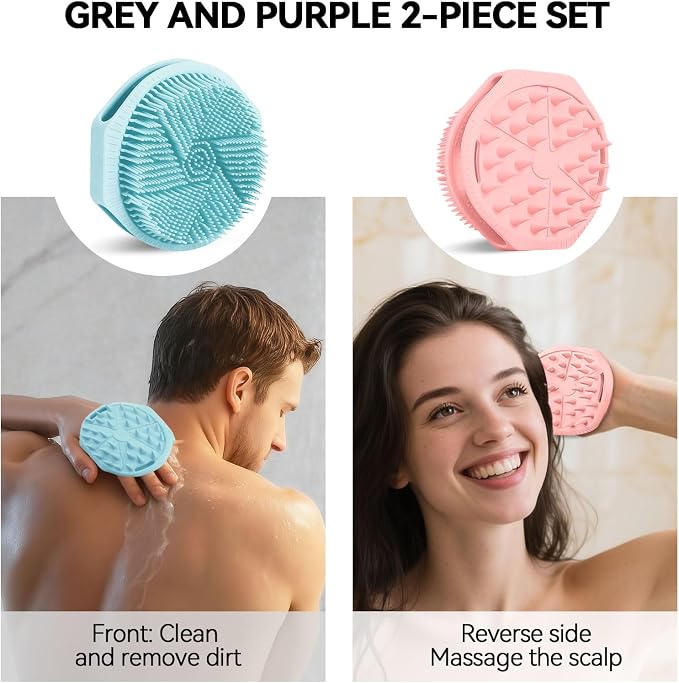 2-Pack Soft Silicone Dual-Sided Body Scrubber & Loofah | Gentle Exfoliating - Image 2