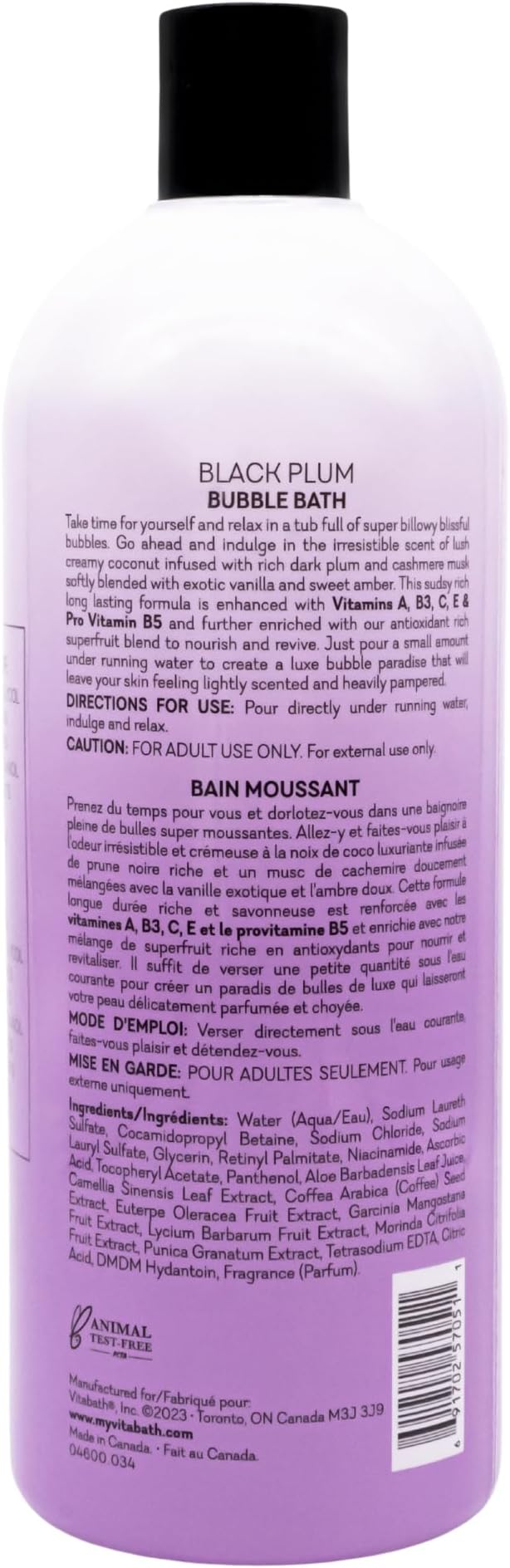 Vitabath Black Plum Bubble Bath Rich Foaming Soak - Image 5