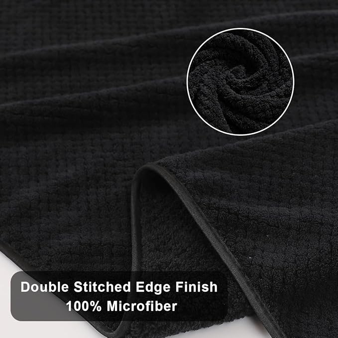 8-Piece Black Bath Towels Set, 2 Oversized Large Bath Towels Sheet, 2 Hand - Image 9