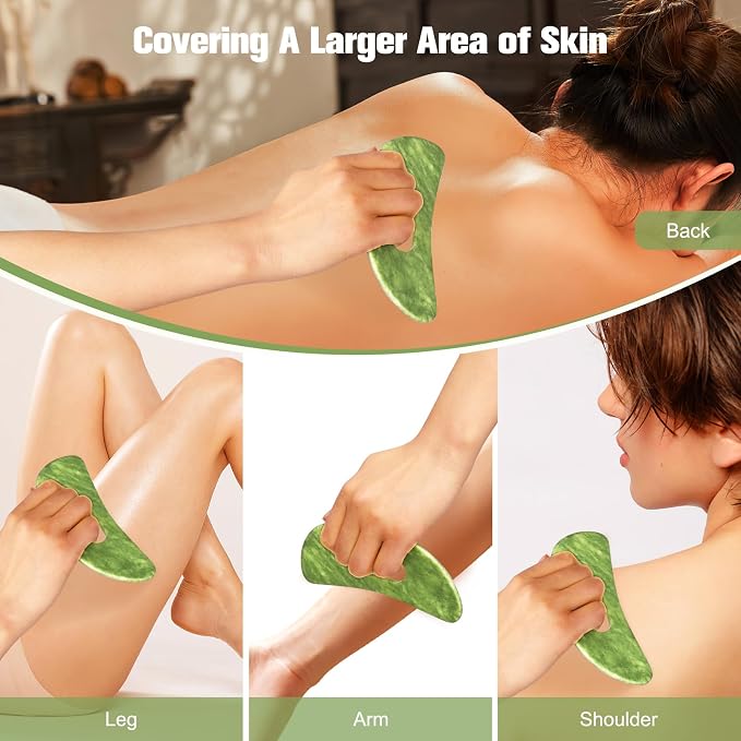 airogym Jade Stone Gua Sha Massage Tool Set Larger Guasha Board - Image 6