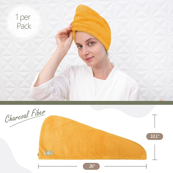 myHomeBody Hair Towel Wrap, Luxury Quick Drying Turban, Ultra Soft Absorbent - Image 3