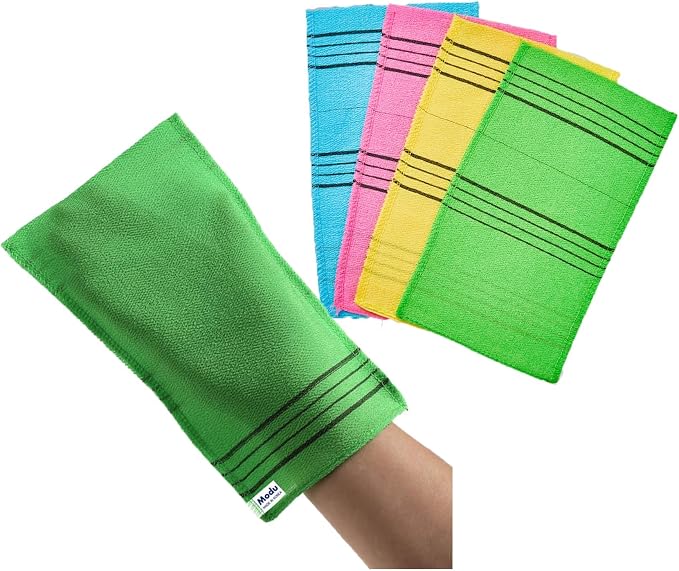 Modu Korean Exfoliating Mitts Large 4PCS – Exfoliating Gloves Body Scrubber by Modu