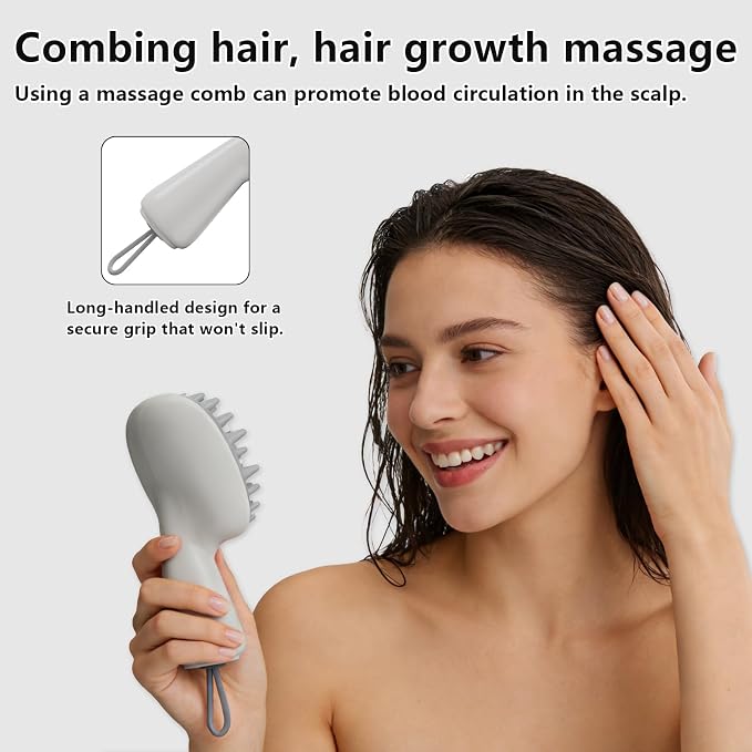 Scalp Massager with Long Handle Hair Growth, Soft Silicone Scalp Scrubber - Image 5
