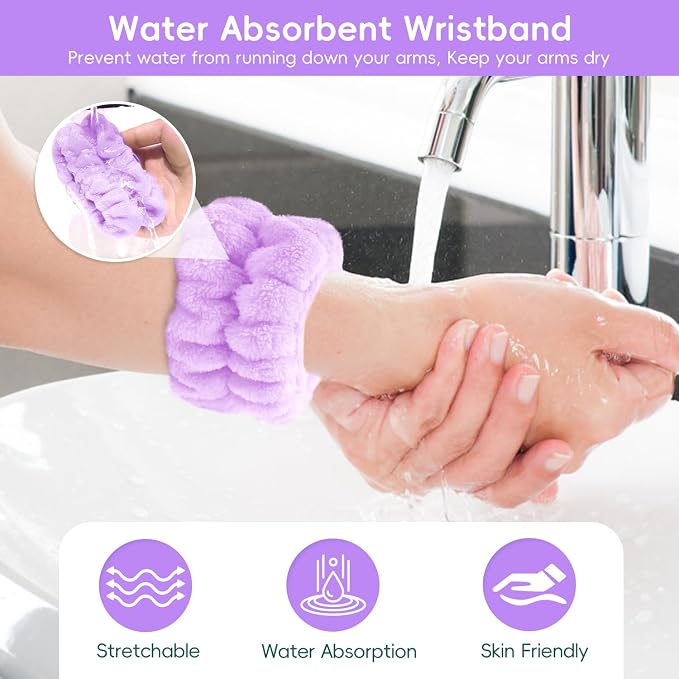 my novel things Face Wash Headband and Wristband Fashion Spa Headband, Coral - Image 4