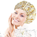 Shower Cap for Women, Double Layers Shower Caps Reusable Waterproof, Bathing - Image 2