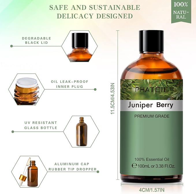 Juniper Berry 3.38fl.oz Essential Oil, PHATOIL Pure Aromatherapy Oils - Image 5