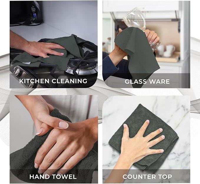 Avalon Towels Cotton Washcloths 24-Pack – 12 x 12 Inch Grey Super Soft & - Image 7