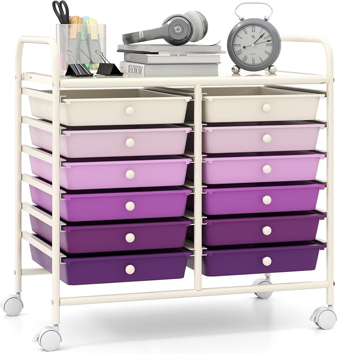 Giantex 12 Drawers Rolling Cart, Mobile Storage Drawer Cart, Classroom by Giantex