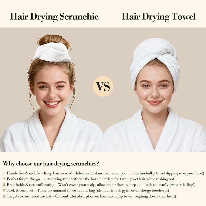 Wecoe Hair Towel Scrunchies 2pcs Soft Absorbent Large Microfiber Hair Drying - Image 5
