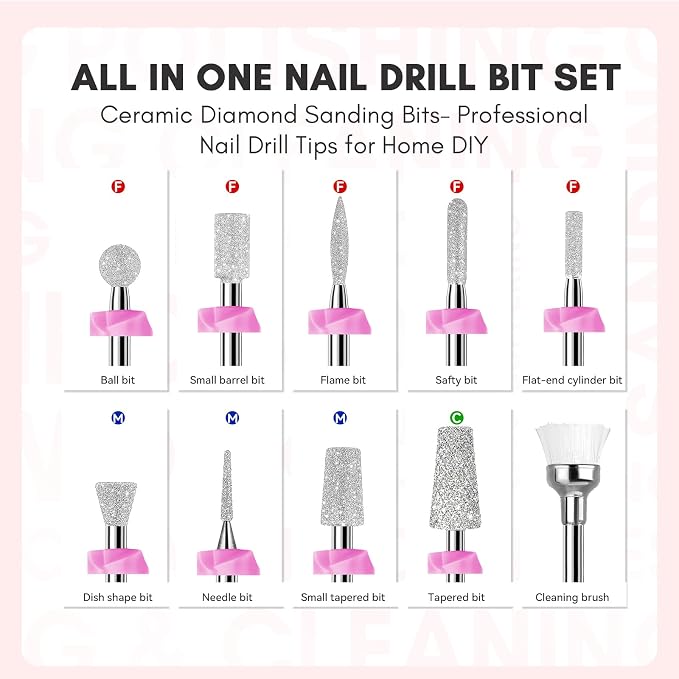 Makartt Nail Drill Bits:10Pcs Dimond Sanding Bit Sets - Image 2