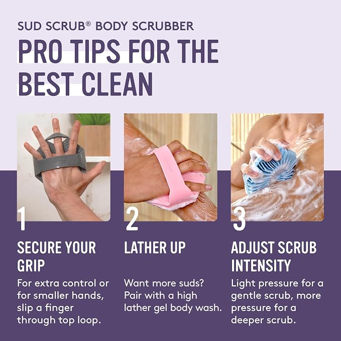 Sud Scrub® Antimicrobial Silicone Body Scrubber, Exfoliating Body Brush - Image 7