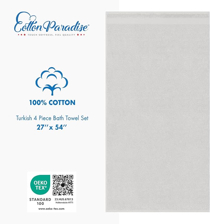 Cotton Paradise 4 Piece Turkish Bath Towels - Image 4