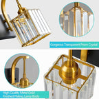 Crystal Vanity Lights 6-Light Black Gold Bathroom Vanity Lights Modern Crystal - Image 5