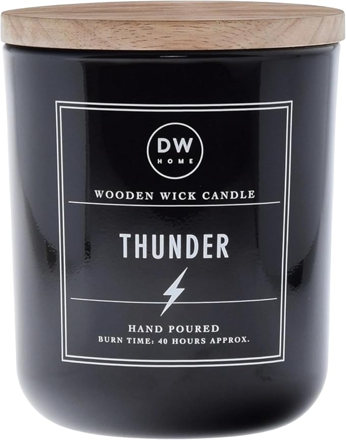 DW Home Thunder Wooden Wick Candle – Cedarwood, Birch & Bergamot Fragrance by DWHome