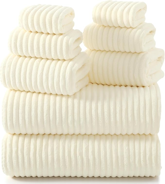 REDKISS Cream Microfiber Bath Towels Set 8 Piece by REDKISSOnline
