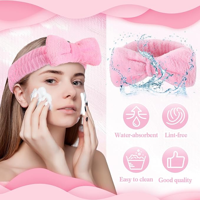 25 Pcs Pink Spa Headband Bulk Pink Makeup Headbands - Image 4