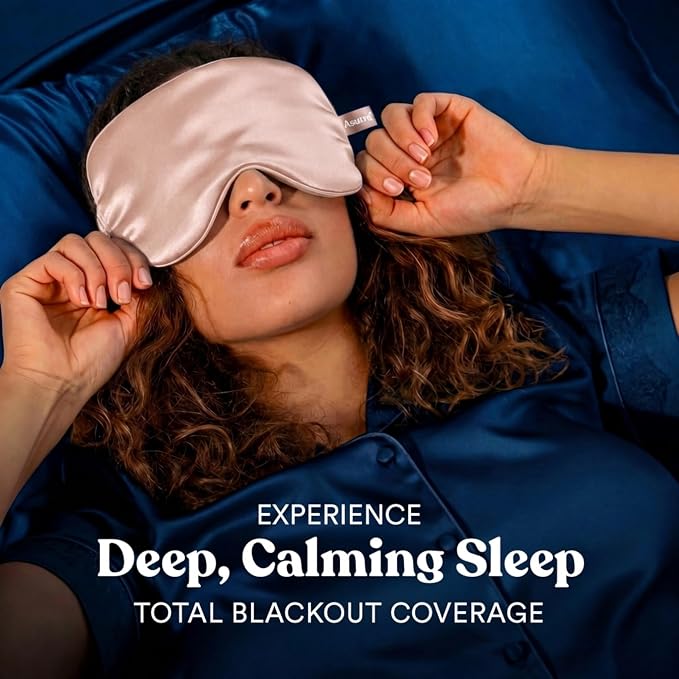 ASUTRA Silk Eye Pillow for Sleep, Light Pink - Image 4