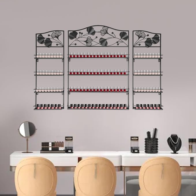 4 Tier Wall-Mounted Nail Polish Storage Racks 3PCS Metal Nail Polish Organizer - Image 6