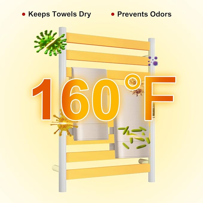 Heated Wall Mounted Electric Towel Warmer Rack, Timer & Temperature Control - Image 3