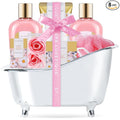 Self Care Gifts for Women, Spa Luxetique 8pcs Daisy Bath and Body Gift Baskets by spaluxetique