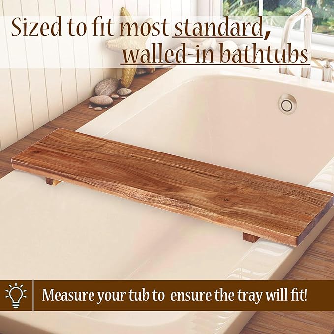 Premium Acacia Wood Bathtub Tray Caddy - Image 4