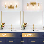 3 Light Bathroom Light Fixtures Brushed Brass Vanity Light Over Mirror Modern - Image 6