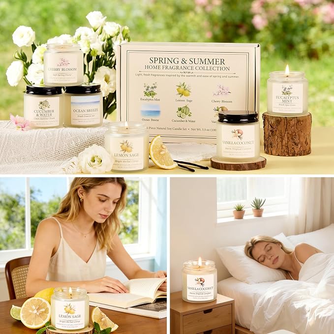 Spring Summer Scented Candles Set, Soy Candles - Image 7