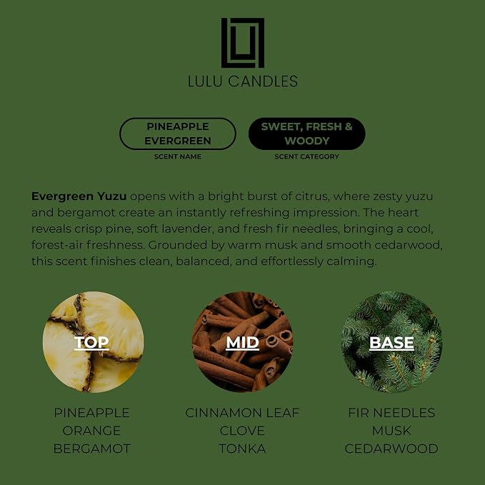 Lulu Candles | Pineapple Evergreen | Luxury Scented Soy Jar Candle | Hand - Image 3