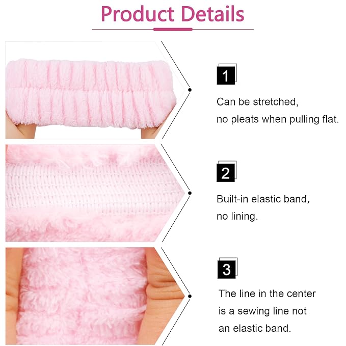 VELSCRUN Spa Headbands for Wash Face, Makeup Headband, Facial Skincare Headbands - Image 6
