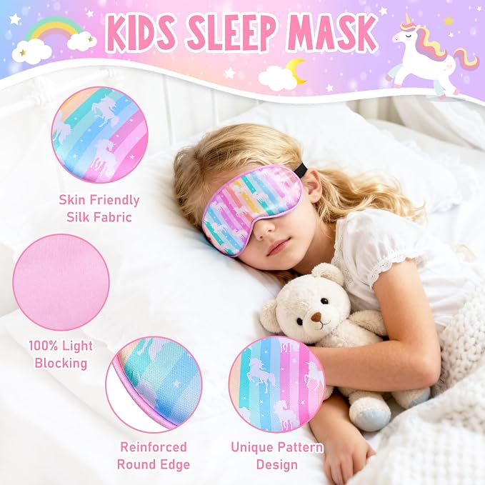 OlyPegic 2 Pcs Kids Sleep Mask Girls Silk Eye Mask Sleeping - Image 3