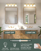 Bathroom Light Fixtures, 4 Light Brushed Gold Vanity Light, 26 Inch Modern Wall - Image 2