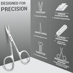 Cuticle Scissors Extra Fine Curved Stainless Steel Eyebrow Scissors, - Image 7
