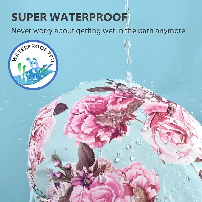 INNELO Luxury Shower Cap for Women Reusable Waterproof, Double Layered Shower - Image 2