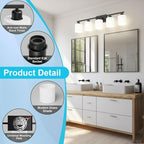 Bathroom Black Lighting Fixtures Over Mirror, Anti-Rust 5-Light Bathroom Vanity - Image 3
