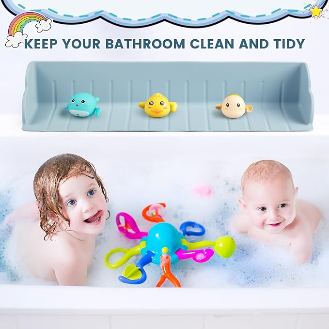 2Pack Bathtub Splash Guard for Tub, Silicone Bathtub Caddy Tray - Image 3