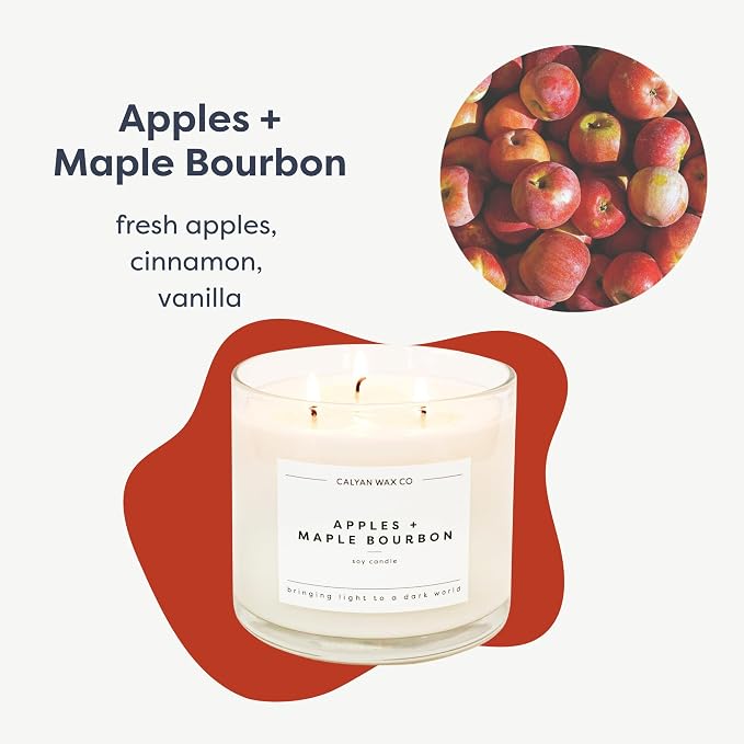 Calyan Wax Co. Apples & Maple Bourbon 3 Wick Scented Candle - Image 2